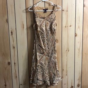 Brown/Tan Floral Pattern Summer Dress Size 14